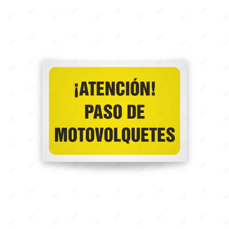 Rótulo de Atención - Atencion paso de motovolquetes | Cod. AD - 645, Señales de Atención