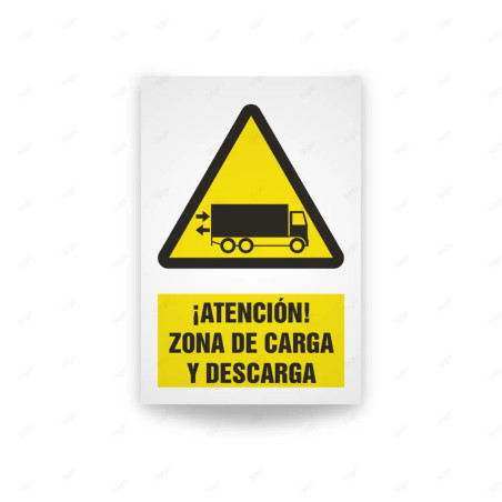 Rótulo de Atención - Atencion zona de carga y descarga  | Cod. AD - 663, Señales de Atención