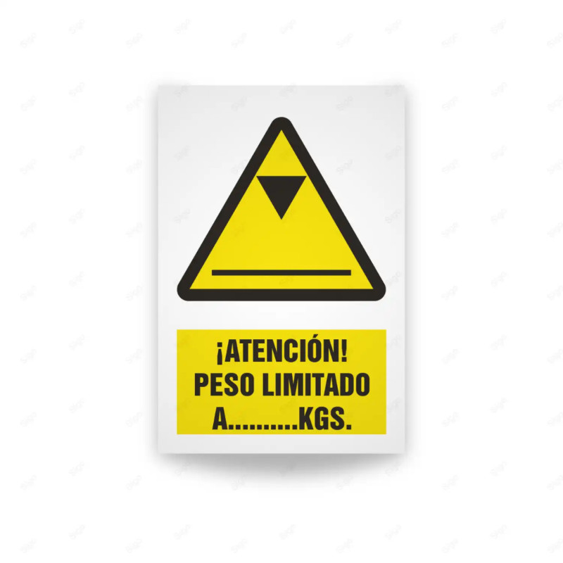 Rótulo de Atención - Atencion peso limitado A..........KGS| Cod. AD - 679, Señales de Atención