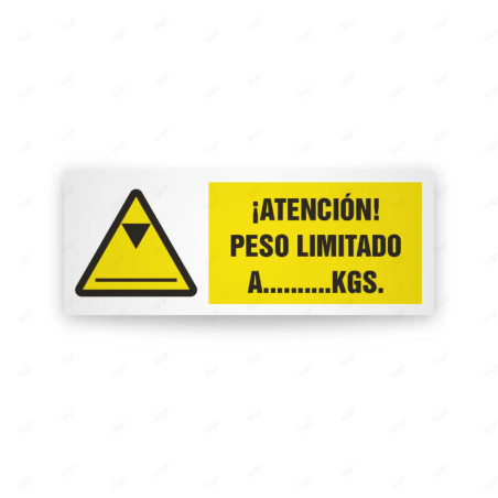 Rótulo de Atención - Atencion peso limitado A..........KGS| Cod. AD - 680, Señales de Atención