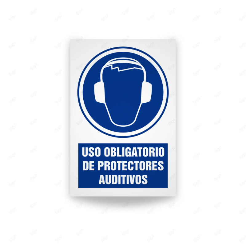 Rótulo de Obligación - Uso obligatorio de protectores auditivos  | Cod. OB-414, Señales de Obligación