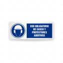 Rótulo de Obligación - Uso obligatorio de casco y protectores auditivos  | Cod. OB-422, Señales de Obligación