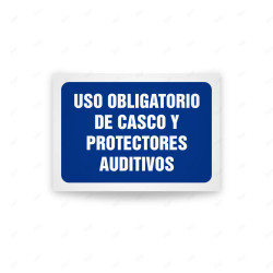 Rótulo de Obligación - Uso obligatorio de casco y protectores auditivos| Cod. OB-423, Señales de Obligación