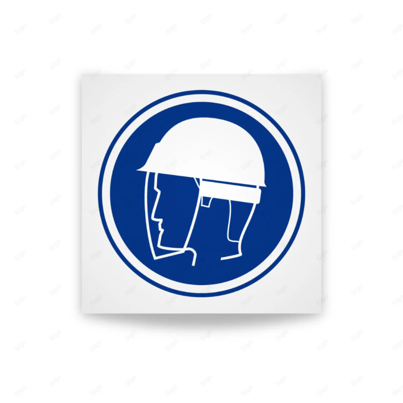 Rótulo de Obligación - Uso obligatorio de casco y pantalla protectora| Cod. OB-424, Señales de Obligación