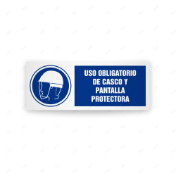Rótulo de Obligación - Uso obligatorio de casco y pantalla protectora  | Cod. OB-426, Señales de Obligación