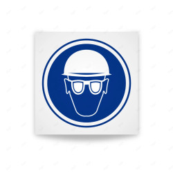 Rótulo de Obligación - Uso obligatorio de casco y gafas | Cod. OB-428, Señales de Obligación