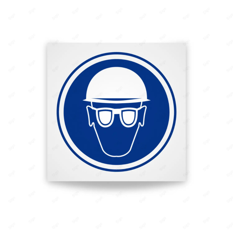 Rótulo de Obligación - Uso obligatorio de casco y gafas | Cod. OB-428, Señales de Obligación