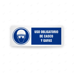 Rótulo de Obligación -  Uso obligatorio de casco y gafas| Cod. OB-430, Señales de Obligación
