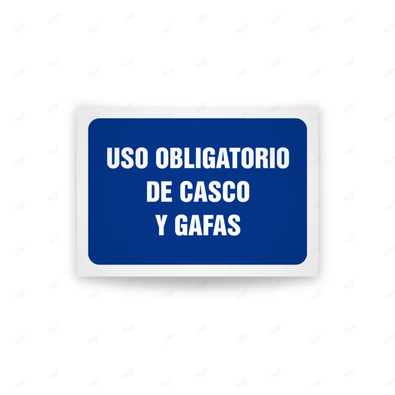 Rótulo de Obligación - Uso obligatorio de casco y gafas | Cod. OB-431, Señales de Obligación