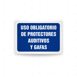 Rótulo de Obligación - Uso obligatorio de protectores auditivos y gafas | Cod. OB-439, Señales de Obligación