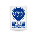 Rótulo de Obligación - Uso obligatorio de gafas antisalpicadura| Cod. OB-453, Señales de Obligación