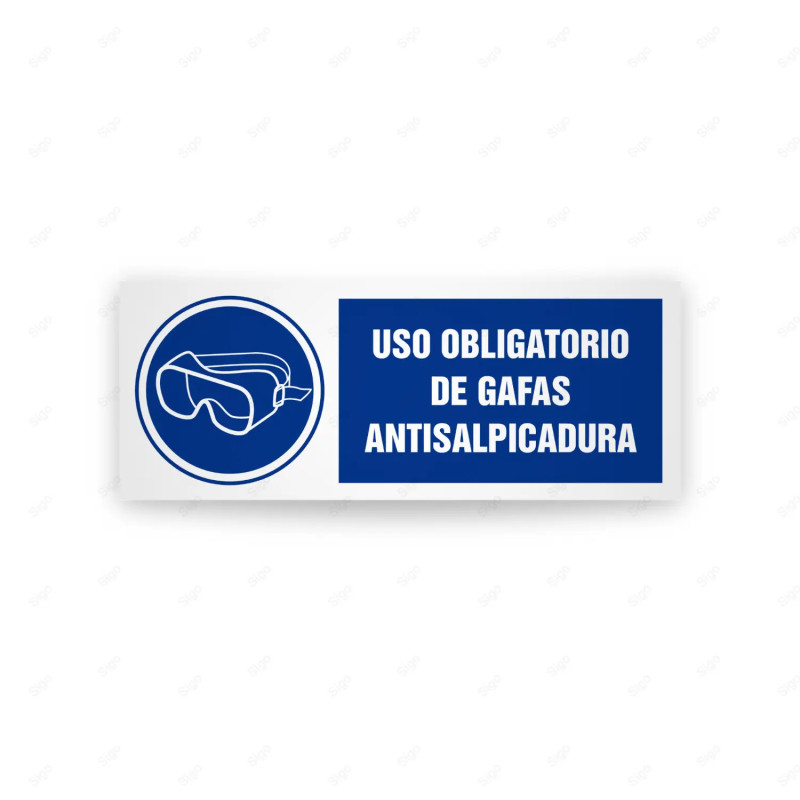 Rótulo de Obligación - Uso obligatorio de gafas antisalpicadura| Cod. OB-454, Señales de Obligación