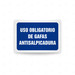 Rótulo de Obligación - Uso obligatorio de gafas antisalpicadura | Cod. OB-455, Señales de Obligación