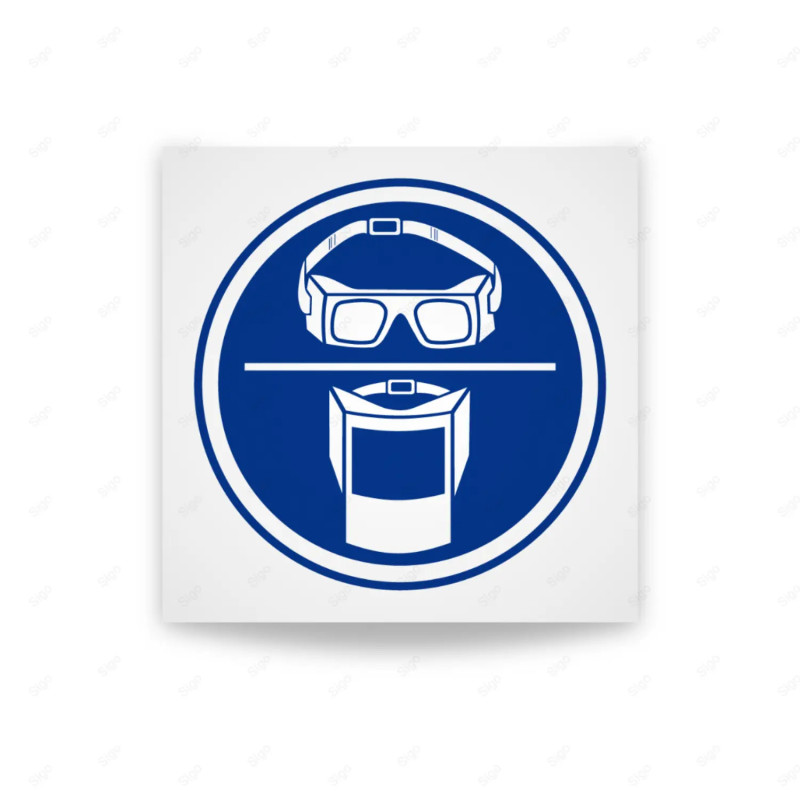 Rótulo de Obligación - Uso obligatorio de gafas o pantalla  | Cod. OB-467, Señales de Obligación