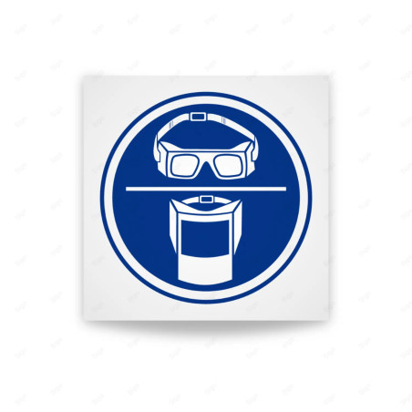 Rótulo de Obligación - Uso obligatorio de gafas o pantalla  | Cod. OB-467, Señales de Obligación