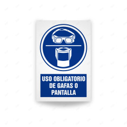 Rótulo de Obligación - Uso obligatorio de gafas o pantalla| Cod. OB-468, Señales de Obligación