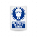 Rótulo de Obligación - Uso obligatorio de casco y mascara| Cod. OB-472, Señales de Obligación