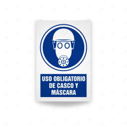 Rótulo de Obligación - Uso obligatorio de casco y mascara| Cod. OB-472, Señales de Obligación