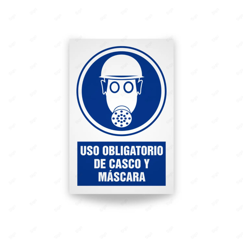 Rótulo de Obligación - Uso obligatorio de casco y mascara| Cod. OB-472, Señales de Obligación