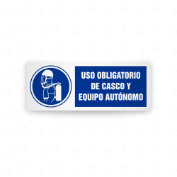 Rótulo de Obligación - Uso obligatorio de casco y equipo autonomo| Cod. OB-477, Señales de Obligación
