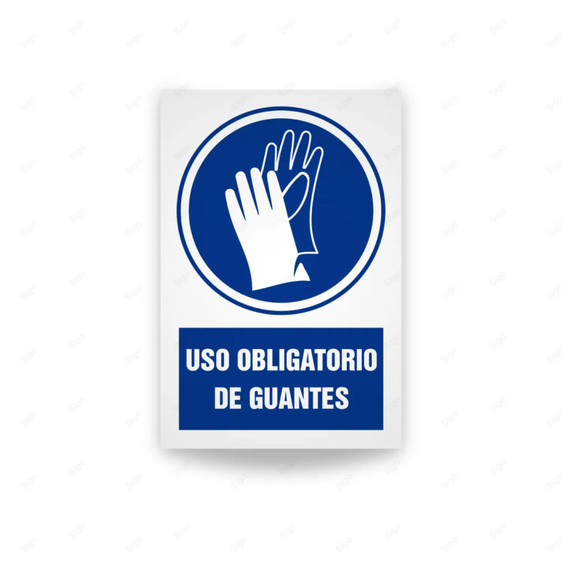 Rótulo de Obligación - Uso obligatorio de guantes | Cod. OB-480, Señales de Obligación