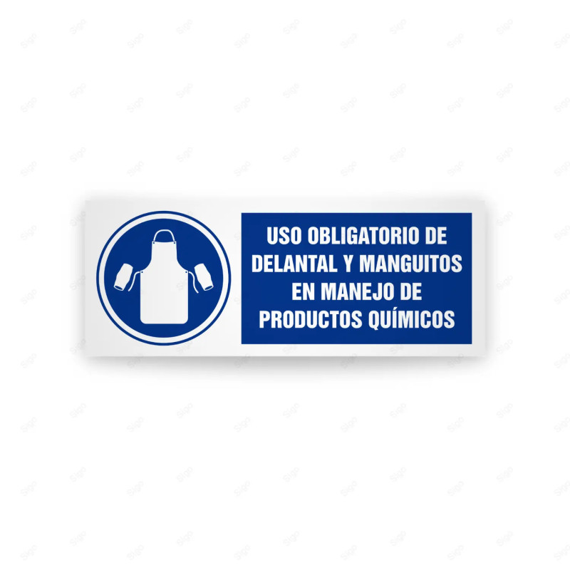 Rótulo de Obligación - Uso obligatorio de delantal y manguitos en manejo nde producto quimico | Cod. OB-524, Señales de Obligaci