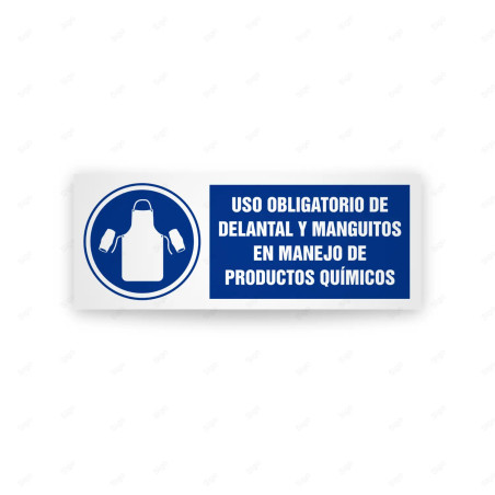 Rótulo de Obligación - Uso obligatorio de delantal y manguitos en manejo nde producto quimico | Cod. OB-524, Señales de Obligaci