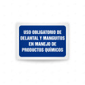 Rótulo de Obligación - Uso obligatorio de delantal y manguitos en manejo de productos quimicos | Cod. OB-525, Señales de Obligac