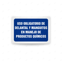 Rótulo de Obligación - Uso obligatorio de delantal y manguitos en manejo de productos quimicos | Cod. OB-525, Señales de Obligac