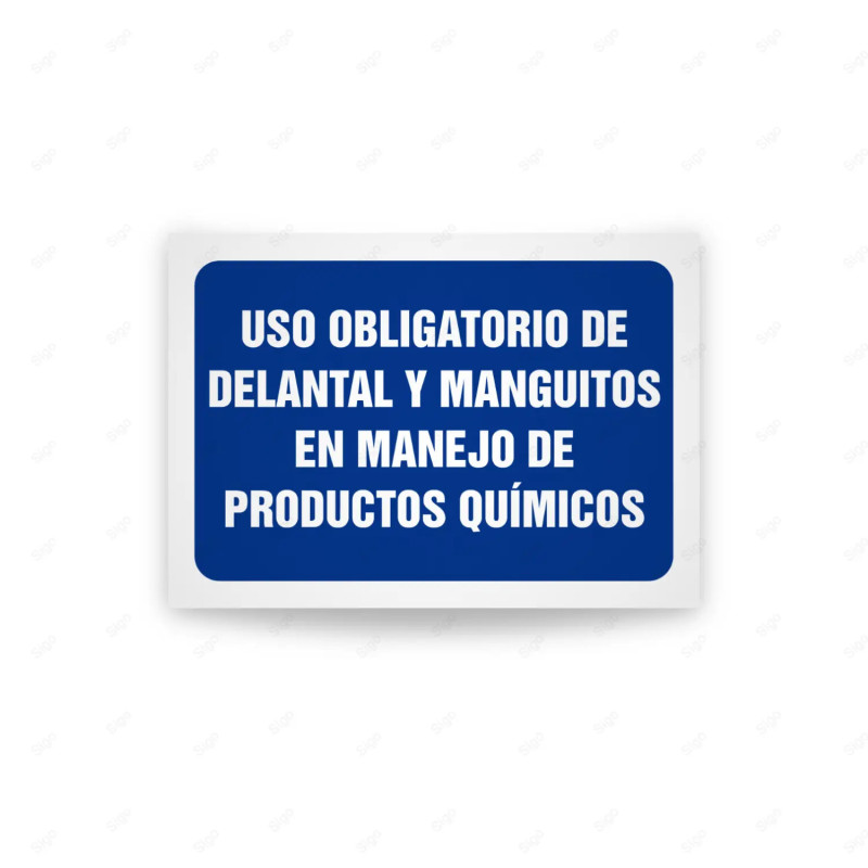 Rótulo de Obligación - Uso obligatorio de delantal y manguitos en manejo de productos quimicos | Cod. OB-525, Señales de Obligac