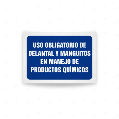 Rótulo de Obligación - Uso obligatorio de delantal y manguitos en manejo de productos quimicos | Cod. OB-525, Señales de Obligac