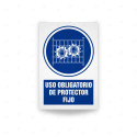 Rótulo de Obligación - Uso obligatorio de protector fijo  | Cod. OB-535, Señales de Obligación