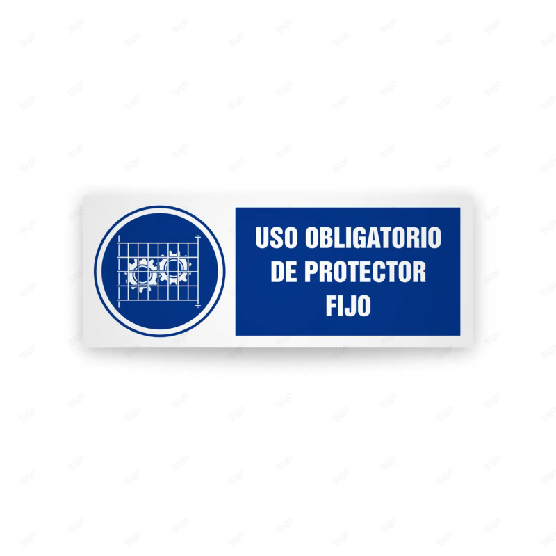 Rótulo de Obligación - Uso obligatorio de protector fijo  | Cod. OB-536, Señales de Obligación