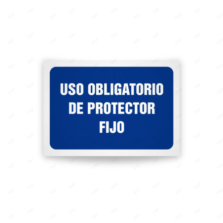 Rótulo de Obligación - Uso obligatorio de protector fijo | Cod. OB-537, Señales de Obligación