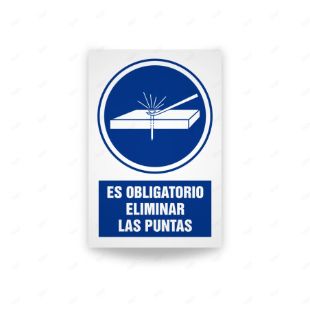 Rótulo de Obligación - Es obligatorio eliminar las puntas  | Cod. OB-547, Señales de Obligación