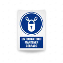 Rótulo de Obligación - Es obligatorio mantener cerrado| Cod. OB-551, Señales de Obligación