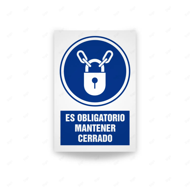 Rótulo de Obligación - Es obligatorio mantener cerrado| Cod. OB-551, Señales de Obligación