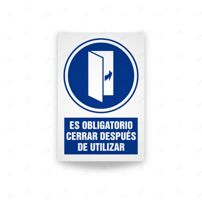 Rótulo de Obligación - Es obligatorio cerrar despues de utilizar| Cod. OB-555, Señales de Obligación