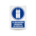 Rótulo de Obligación - Es obligatorio enganchar las botellas| Cod. OB-563, Señales de Obligación