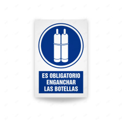 Rótulo de Obligación - Es obligatorio enganchar las botellas| Cod. OB-563, Señales de Obligación