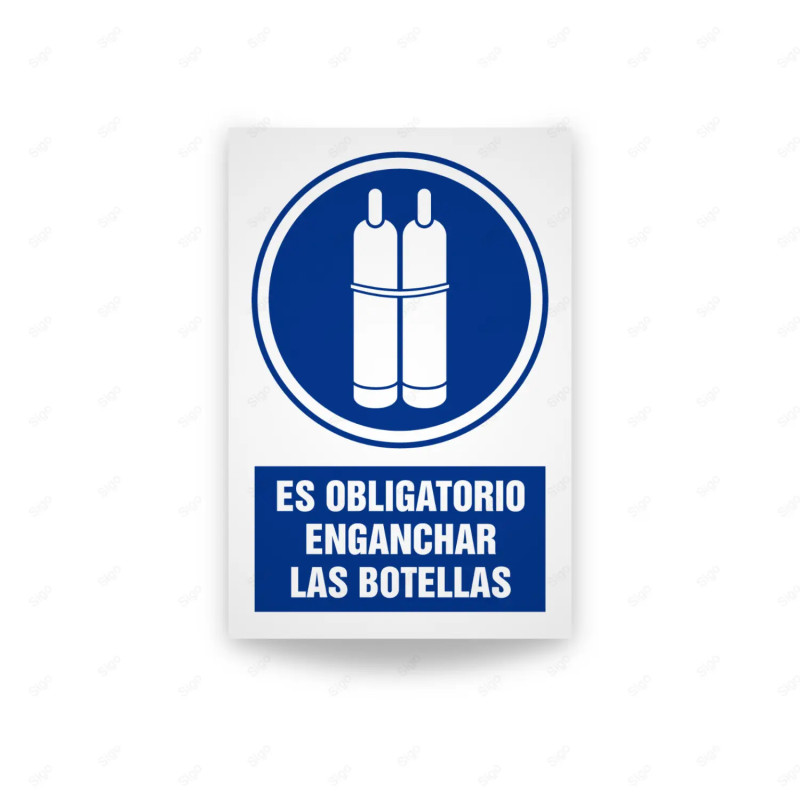 Rótulo de Obligación - Es obligatorio enganchar las botellas| Cod. OB-563, Señales de Obligación
