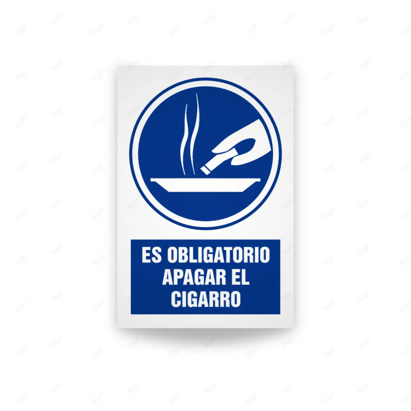 Rótulo de Obligación - Es obligatorio apagar el cigarro| Cod. OB-583, Señales de Obligación