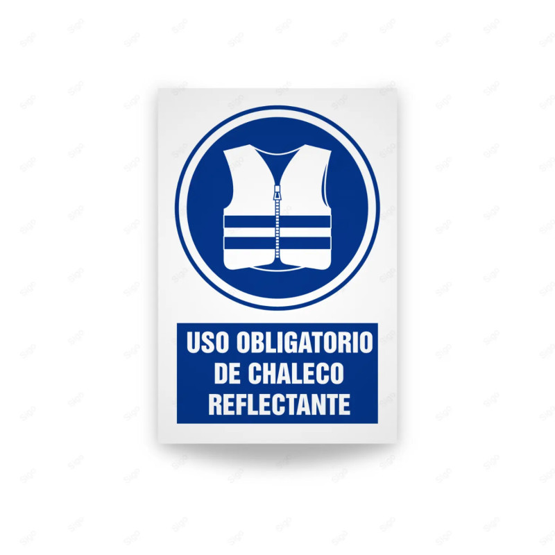 Rótulo de Obligación - Uso obliigatorio de chaleco reflectante| Cod. OB-595, Señales de Obligación