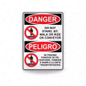 Rótulo de Peligro - Se prohíbe ponerse de pie, sentarse, caminar o subir a la cinta transportadora | Cod. PEL - 17, Rótulos de P
