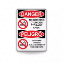 Rótulo de Peligro - No fumar zona de almacenamiento de bombonas | Cod. PEL - 18, Rótulos de Peligro