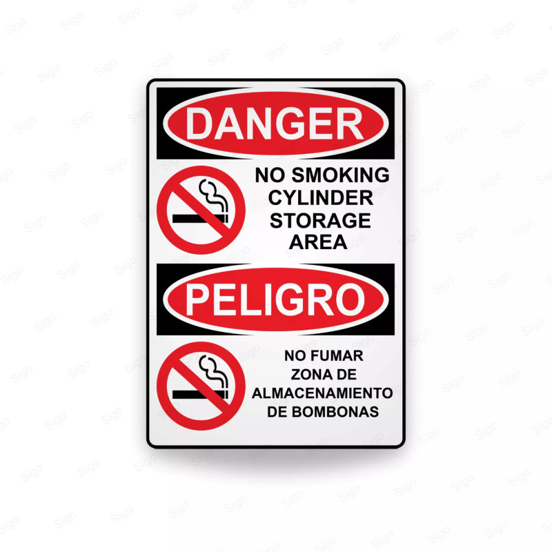 Rótulo de Peligro - No fumar zona de almacenamiento de bombonas | Cod. PEL - 18, Rótulos de Peligro