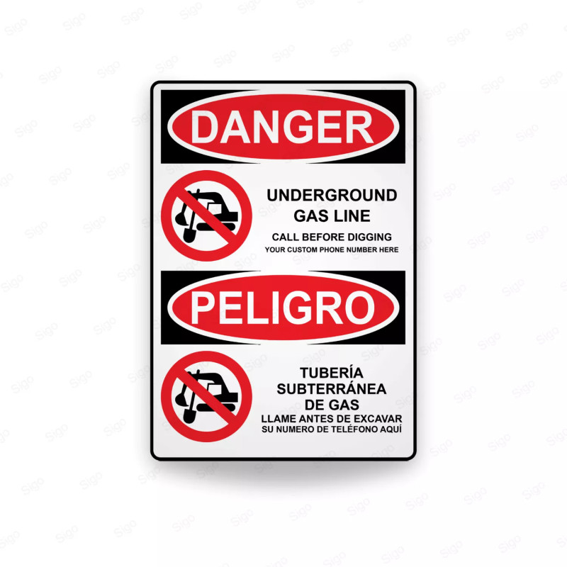 Rótulo de Peligro - Tubería subterránea de gas | Cod. PEL - 21, Rótulos de Peligro