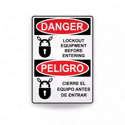 Rótulo de Peligro - Cierre el equipo antes de entrar | Cod. PEL - 29, Rótulos de Peligro