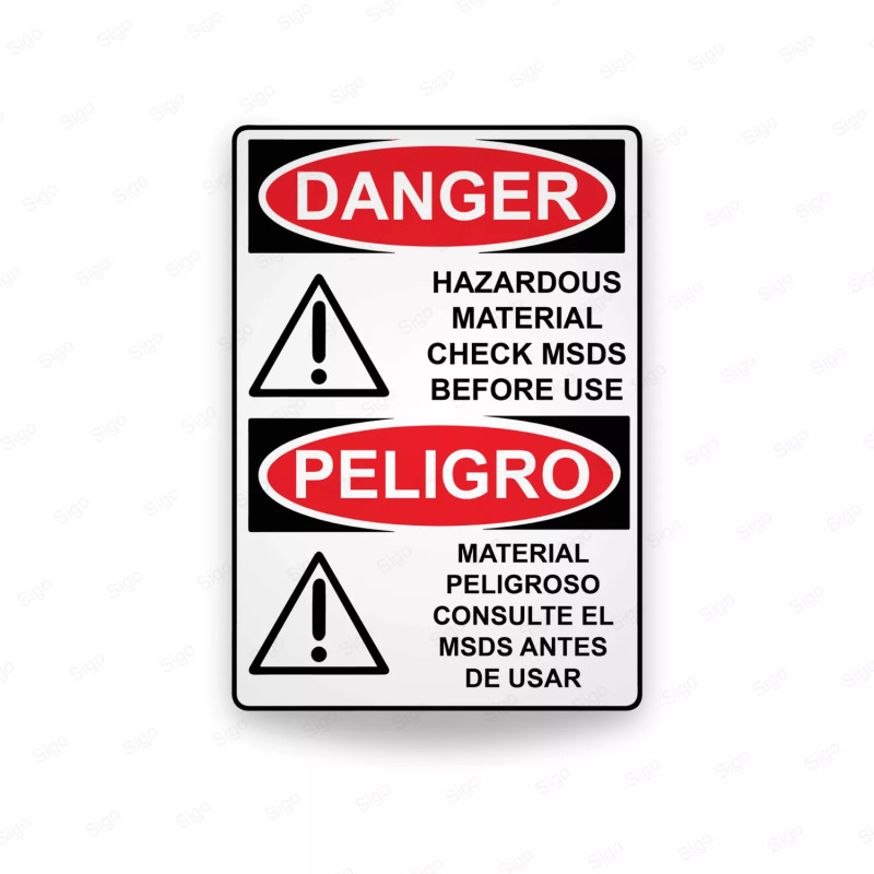 Rótulo de Peligro - Material peligroso consulte el MSDS antes de usar  | Cod. PEL - 37, Rótulos de Peligro