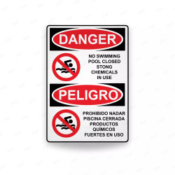 Rótulo de Peligro - Prohibido nadar piscina cerrada | Cod. PEL - 42, Rótulos de Peligro